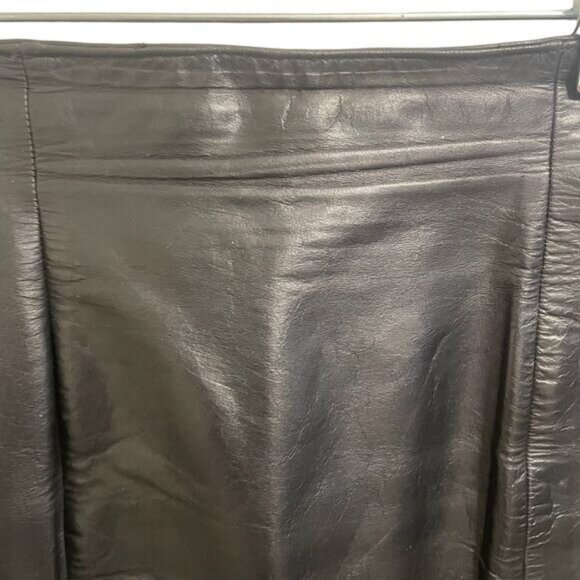 Vintage Byrnes & Baker Black Leather Pencil Skirt High-Waisted Knee Length SZ 6 - Picture 3 of 9